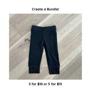 Koala Kids Girls Black Sequin Cuffed Stretch Full Length Legging Pants Size 12M